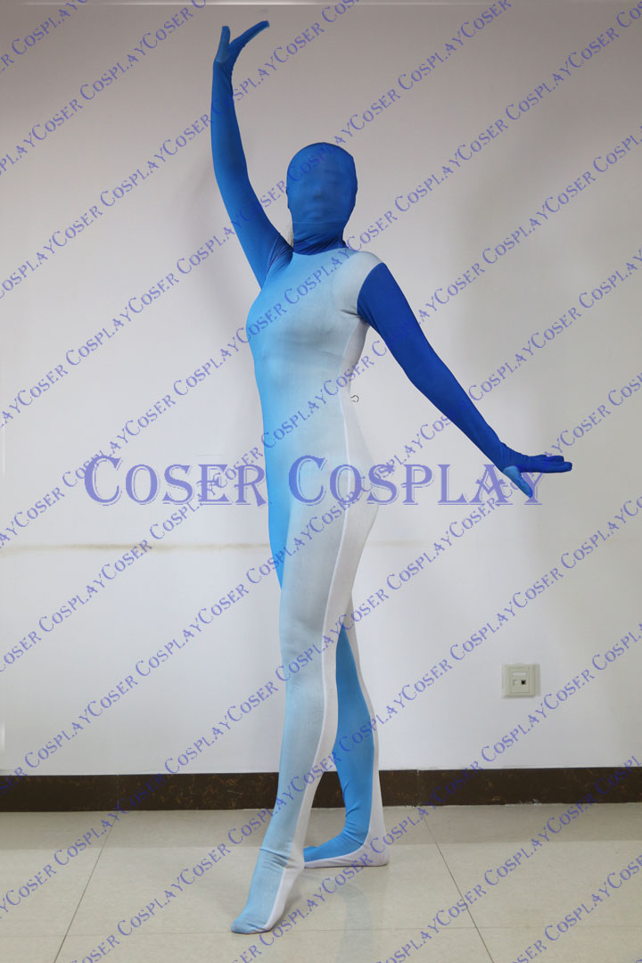 2019 Split Zentai White And Blue Halloween Sexy Costume 0322